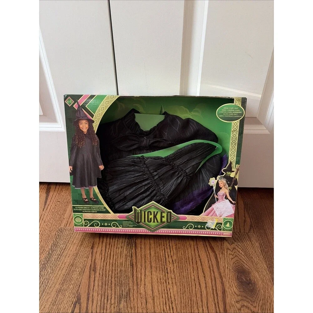 Universal's Wicked Deluxe Elphaba Black Dress & Accessories Girl Size 4-6X
